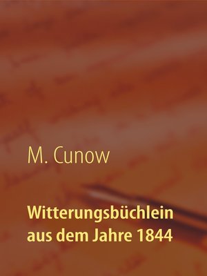 cover image of Witterungsbüchlein aus dem Jahre 1844